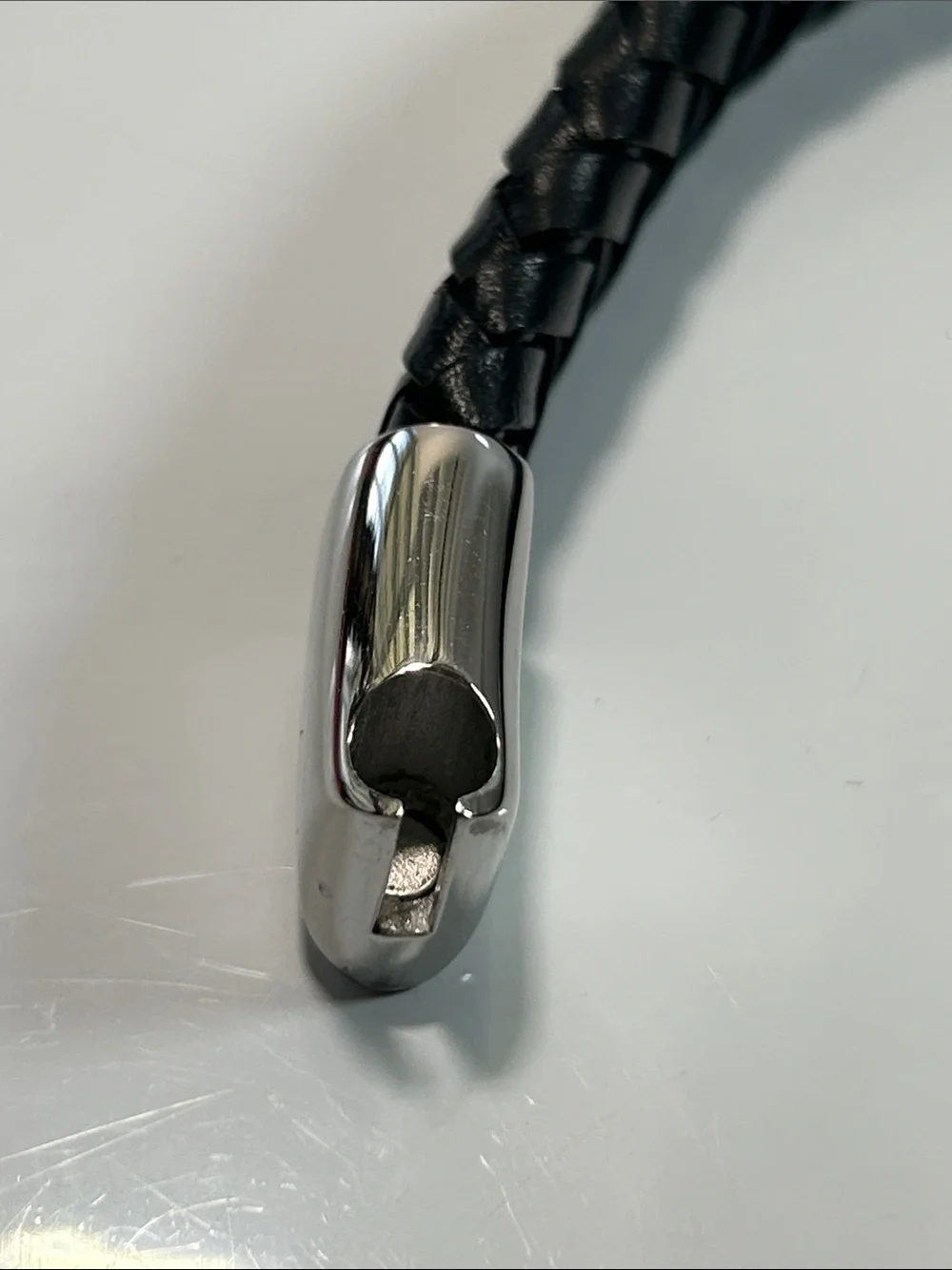NWT Braided Vegan Leather Stainless Steel Skull & Maltese Cross Bracelet